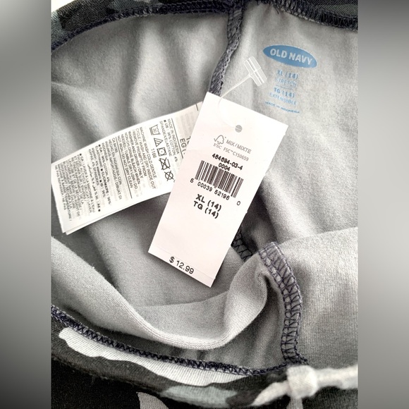 NWT! OLD NAVY girls floral-camo black/grey lightweight full-length LEGGINGS - 14 - Picture 3 of 3